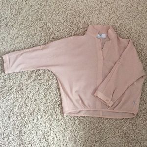 Beige classic blouse three quarter sleeve.